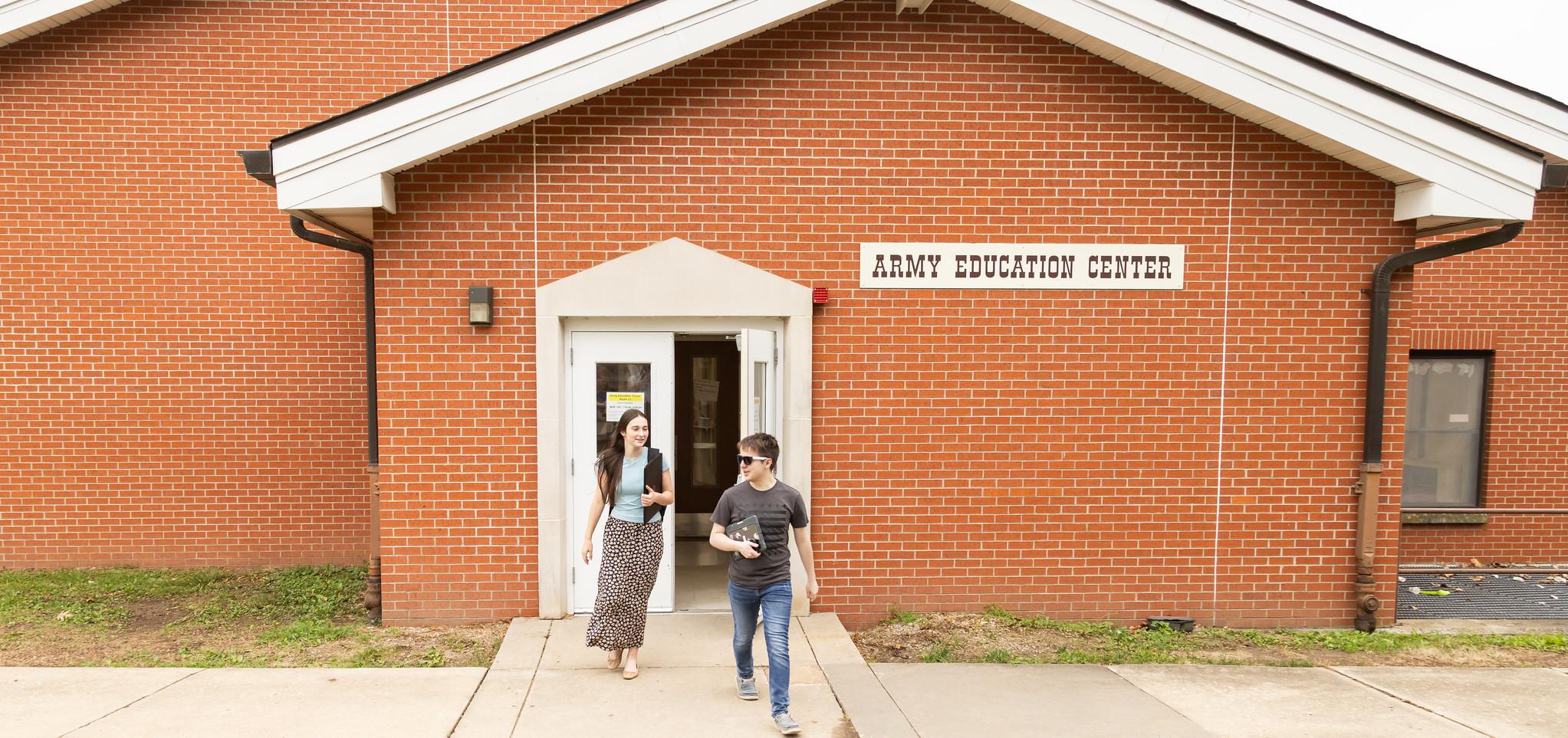Students walk out of the Barton Education Center
